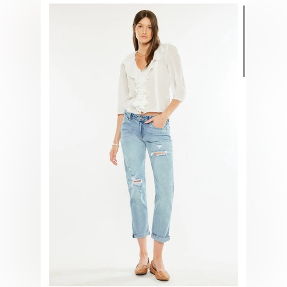 NWT Kancan Aries Mid Rise Boyfriend Jeans Size Women’s 7/27. Light Wash. - Picture 1 of 16